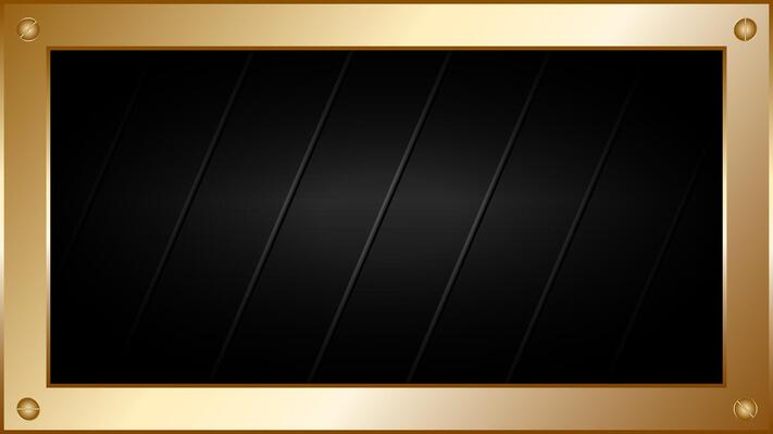 Abstract elegant black background with 3d line and gold frame. Luxury template design. premium illustration