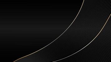 Luxury curve golden lines on black background with lighting effect copy space for text. Luxury design style. Template premium award design. vector