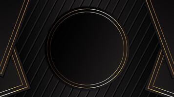 Black luxury background with gold lines and geometric shape, minimal scene, empty space for use showcase product or text. stock illustration vector
