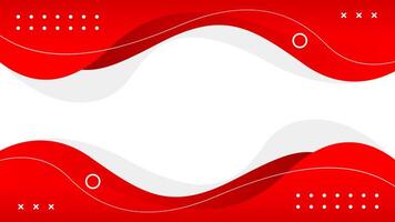 Abstract red and white fluid wave background with geometric shapes vector