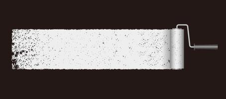 Abstract White Grunge Texture Background With A Paint Roller Isolated On A Black Background. vector
