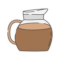 Glass Pitcher of Coffee Doodle Illustration, A transparent pitcher filled with brewed coffee. vector