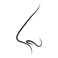 Black and White Human Nose Outline, Side View vector