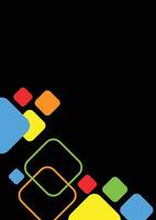 Multicolor squares and lines abstract on a black background. For cover, book, web, presentation, and card. vector