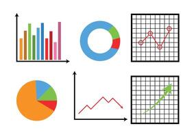 Set of graphs such as bar and pie chart, line graph on a white background. vector