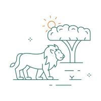 Lion Roaring in Savanna Icon Design vector
