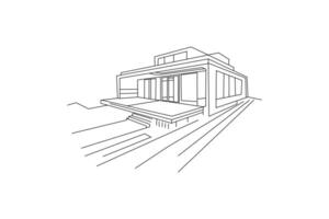 continuous home decor, and digital artwork. line art illustration cottage with a corrugated outline, simple house drawing of architectural design vector