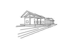 abstract continuous house minimalist line art illustration cottage with a corrugated outline, simple house drawing of architectural outline vector
