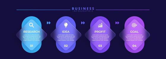 Infographic label design template featuring icons and four distinct steps. vector