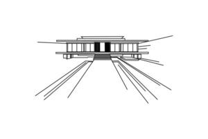 Minimalist Architectural Line Art - Modern Building Perspective isolated outline abstract model vector