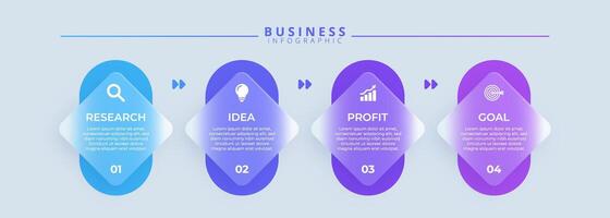Design template for infographic labels with icons and 4 options or steps. Suitable for process diagrams, presentations, vector