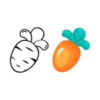 Carrot line and color. Illustration for coloring book. Learn to color. For children's creativity. vector