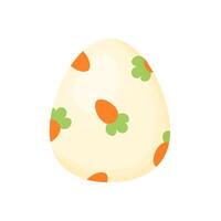 Easter egg in hand drawn style. In beige color. With carrot print. Simple Easter Design. vector