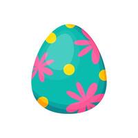 Easter egg green color , single element. With rabbit print. Happy Easter. Stock image isolated on white background. vector