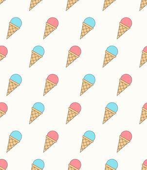 Seamless pattern with diagonal ice cream cones vector