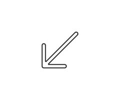 a black outline single icon arrow direct to down left with rounded style vector
