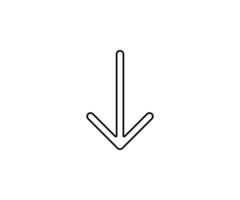 a black outline single icon arrow direct to down with rounded style vector
