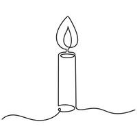 Continuous one line drawing candle burning flame. Black contour line simple minimalist graphic isolated illustration. Grief concept vector