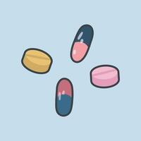 pill and capsule with outline flat design. vector