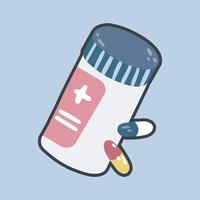 medicine cap with outline flat design. vector