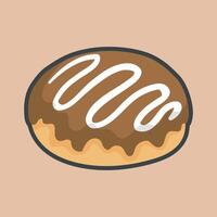 chocolate cream dough food bakery with outline flat design. vector