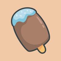 chocolate ice cream with vanilla topping in flat design. vector