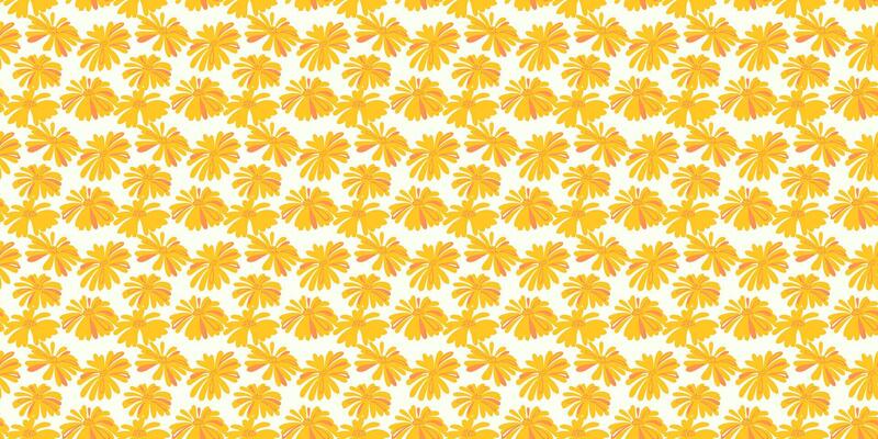 Abstract creative shapes flowers seamless pattern. Summer simple yellow ornament. Stylized silhouettes floral printing. hand drawn.
