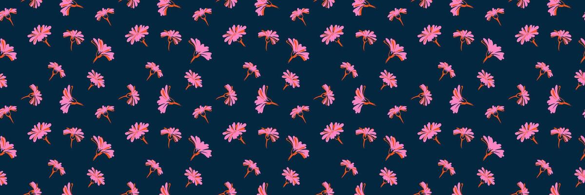Colorful seamless pattern with abstract unique flowers buds. Minimalist stylized floral printing. Summer simple ornament. hand drawn.