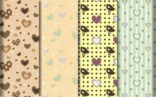 Valentine's Day patterns set. Simple pattern with hearts and dots. vector