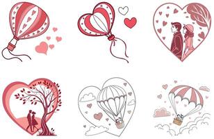 Red Heart Valentine Bundle - A Stylish Collection Illustrations vector