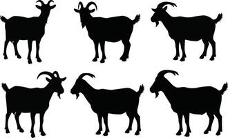 Silhouette Collection of Goats in Different Poses vector