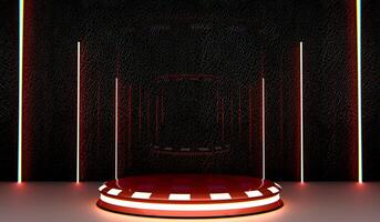 Technology podium, circle base and neon 3D illustration photo