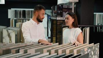 Customer Engages with Consultant Over Tile Selection Choices video