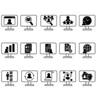 Set of icons for web and mobile applications in black on a white background vector