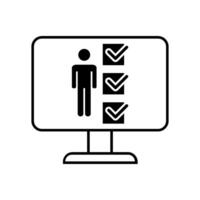 Monitor with checklist icon over white background, line style, illustration vector
