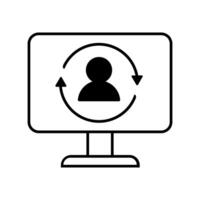 User profile and arrows icon over white background, line style, illustration vector