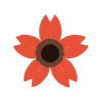 Red flower flat icon on white background for web design, Modern sign. vector