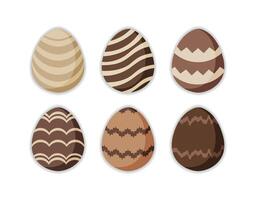 Set of Decorative Easter Eggs with Chocolate-Inspired Patterns vector