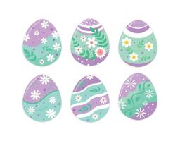 Set of Decorative Easter Eggs with Floral Patterns vector