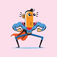 Cartoon Superhero in Classic Pose with Bold Dynamic Lines vector