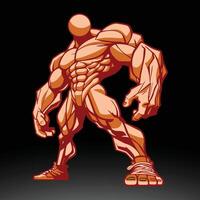 Muscular Abstract Figure with Exaggerated Features and Dynamic Pose vector