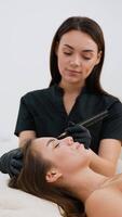 Precision Permanent Eyebrow Makeup Procedure in Progress video
