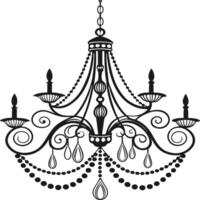 Ornate Baroque Chandelier with Intricate Swirls and Crystal Drops vector