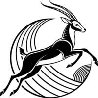 Stylized Gazelle Leaping in Art Deco Design with Geometric Patterns vector