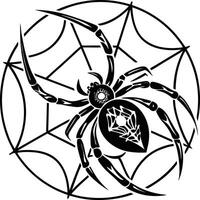 Stylized Spider with Geometric Web in Circular Composition vector