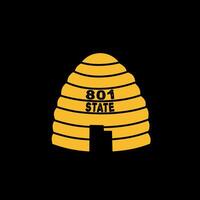 Minimalist Beehive Logo Design with Yellow and Black Color Perfect for Print, Apparel, etc vector