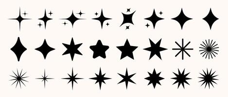 Sparkles stars shapes icons collection. Decorative twinkles and bursts forms. Abstract shining and sparkling flash forms. Decorative glowing light effects. Geometric elements vector