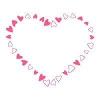 Filled and Outline hearts shaped heart Frame border St Valentines Day greeting design element idea. Isolated illustration Thematic cards or web promo banners, leaflets, print materials or tags vector
