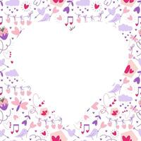 Doodle Valentines day frame, love season or spring pastel background with copy space and heart shape elements. Can be used for packaging, labels, card, banner, invitations, t shirt, bag prints. vector