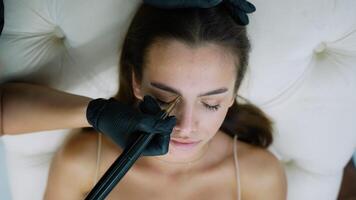 Precision Permanent Eyebrow Makeup Procedure in Progress video